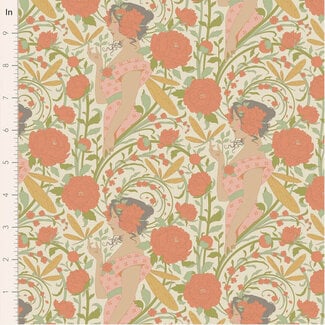 Tilda Songbird, Aubery, Coral, $0.25/cm or $25/m