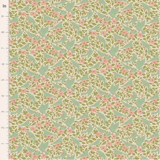 Tilda Songbird, Ava, Green, $0.25/cm or $25/m