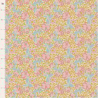 Tilda Songbird, Flora, Mustard, $0.25/cm or $25/m