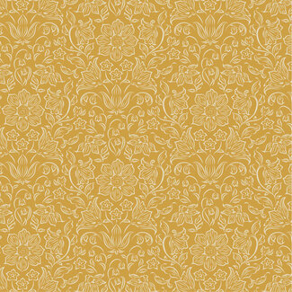 Tilda Songbird Blender, Lila, Mustard, $0.25/cm or $25/m