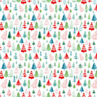 Clothworks 140cm of Santa Paws, Trees, Multi, $0.22/cm or $22/m