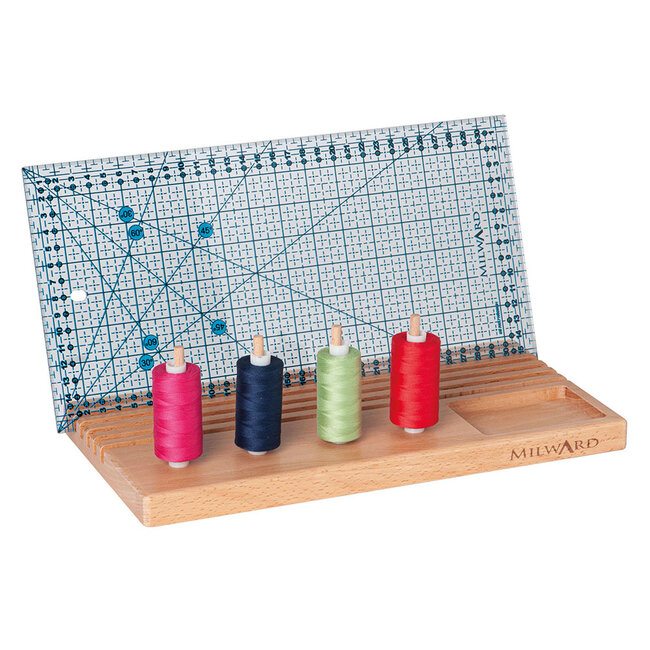 6 Slot Ruler Rack with Storage - Beech Wood