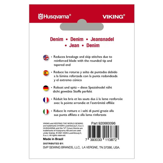 Husqvarna Viking Denim Needle - Size 90/14 5 pack
