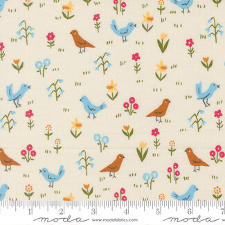 Moda Animal Park Fun, Park Birds and Flowers, Dove $0.24/cm or $24/m