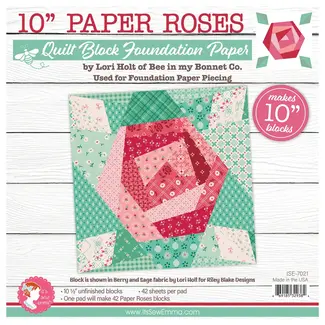It's Sew Emma Paper Roses Quilt Block Foundation Paper Piecing Pad, 42 blocks, 10in