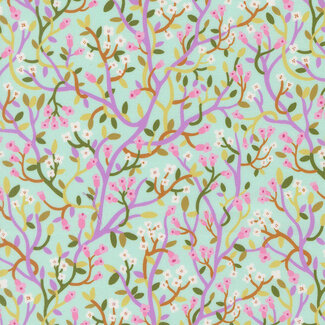 Moda FLORAL FONDANT Vines and Fleurs, Sky 514133-16 0.24 per cm or $24/m