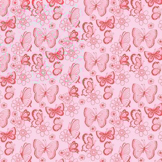 Cloud 9 Fabrics Forest Friends, Flower Butterflies,  Organic 228670, $0.25/cm or $25/m