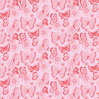 Cloud9 Fabrics Forest Friends, Flower Butterflies,  Organic 228670, $0.25/cm or $25/m