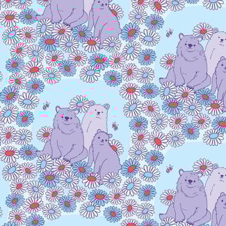 Cloud 9 Fabrics Forest Friends, Daisy Bears,  Organic 228671, $0.25/cm or $25/m