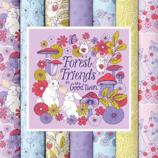 Cloud 9 Fabrics Forest Friends, Sweet Animals Fat 1/8 Bundle of 6,  Organic