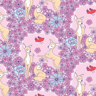Cloud 9 Fabrics 3 Meter Bundle - Forest Friends, Floral Deer,  Pink