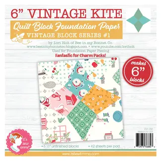 It's Sew Emma Vintage Kite Quilt Block Foundation Paper Piecing Pad, 42 sheets, 6in blocks