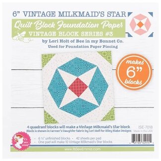 It's Sew Emma Vintage Milkmaid Star Quilt Block Foundation Paper Pad, 42 sheets, 6in blocks