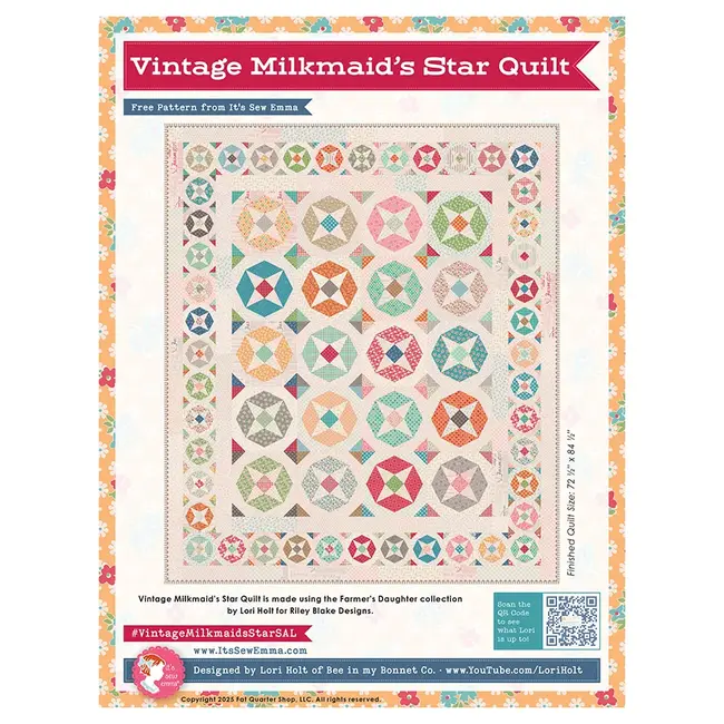 Vintage Milkmaid Star Quilt Block Foundation Paper Pad, 42 sheets, 6in blocks