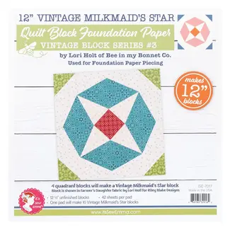 It's Sew Emma Vintage Milkmaid Star Quilt Block Foundation Paper Piecing Pad, 42 sheets, 12in blocks