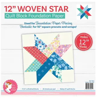 It's Sew Emma Woven Star Quilt Block Foundation Paper Piecing Pad, 42 sheets, 12in blocks