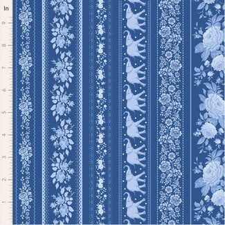 Tilda Something Blue Blender, Borders, Night, $0.25/cm or $25/m
