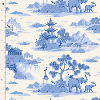 Tilda Something Blue, Cottonview, Cream, $0.25/cm or $25/m