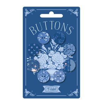 Tilda Something Blue Buttons, 16mm, 8 pcs, Dark