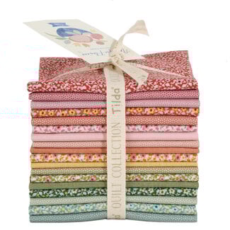 Tilda Something Blue, Fat Eight Bundle, 18 fabrics, Appliqué Flowers