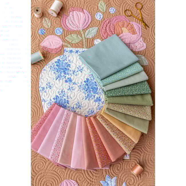 Something Blue, Fat Eight Bundle, 18 fabrics, Appliqué Flowers