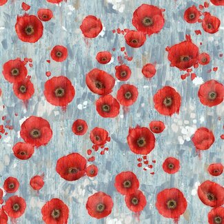 Northcott Studios Poppy Meadow, Blue Multi, Poppy 0.20/cm or $20/m