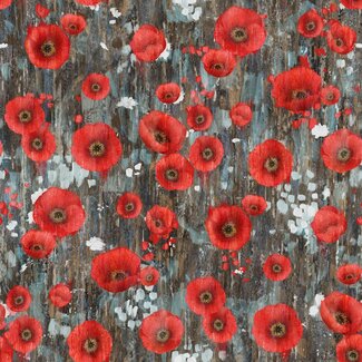Northcott Studios Poppy Meadow, Charcoal Multi, Poppy 0.20/cm or $20/m