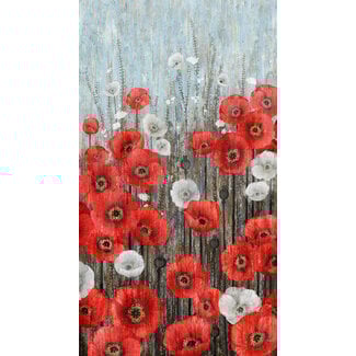 Northcott Studios Poppy Meadow, Charcoal Multi, Poppy Panel