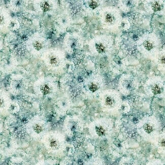 Northcott Studios Whisper, MD Teal Multi, Packed Seed Pods 0.20/cm or $20/m
