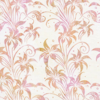 Island Batik Quiet Charm, Lily Florals, Neutral Ghost, $0.22/cm or $22/m