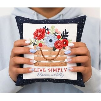 Kimberbell Designs Country Blooms Pillow Software and Embroidery Leather Combo