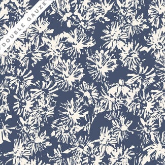 Cloud 9 Sienna & Indigo, Wild Blooms Double Gauze, $0.3/cm or $30/m