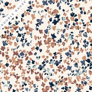 Cloud9 Fabrics Sienna & Indigo, Wild Ditsy Double Gauze, $0.3/cm or $30/m