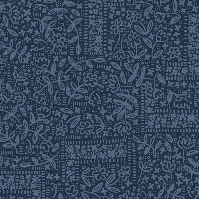 Sienna & Indigo, Wildflower Corner | Blue, $0.25/cm or $25/m
