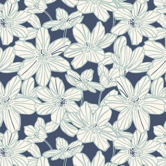 Cloud 9 Sienna & Indigo, Stripe Blooms | Blue, $0.25/cm or $25/m