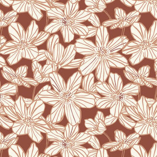 Cloud9 Fabrics Sienna & Indigo, Stripe Blooms | Rust, $0.25/cm or $25/m