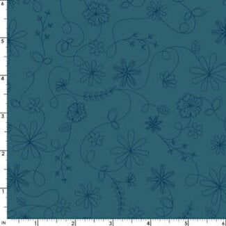 Maywood 115 cm Vintage Flora, Swirl Flower, Blue (MAS10334-B)  $22/m