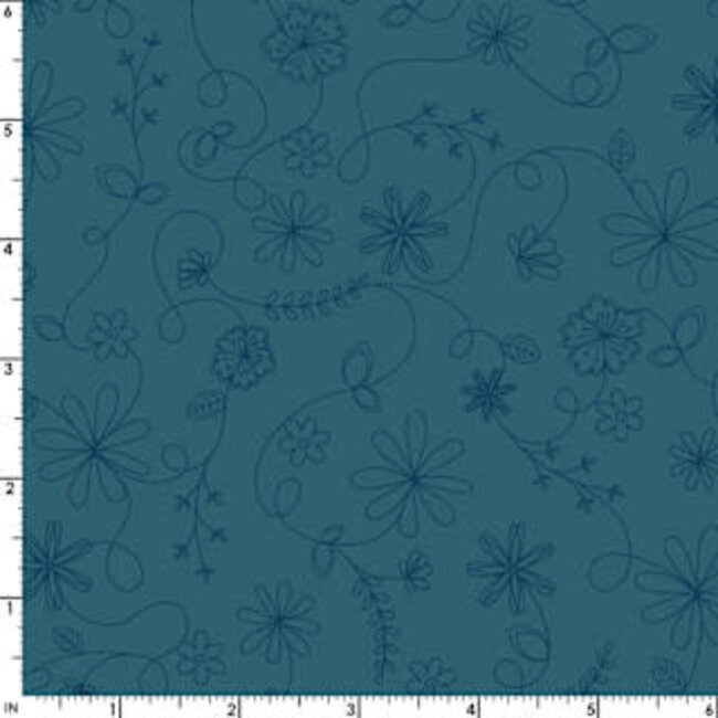 115 cm Vintage Flora, Swirl Flower, Blue (MAS10334-B)  $22/m