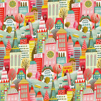 PBS Fabrics 125 cm  City Life, Cityscape, $21/m