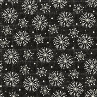 Maywood 135 cm  Holly Jolly Flannel, Snowflakes,  Black,  $22/m