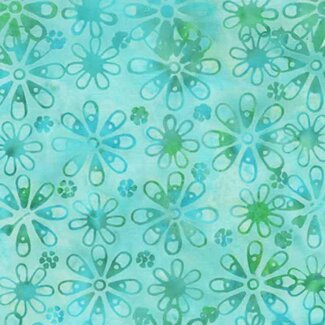 BeColourful Batiks, Mediterranean Sea, Teal $0.24/cm or $24/m 3762Q X