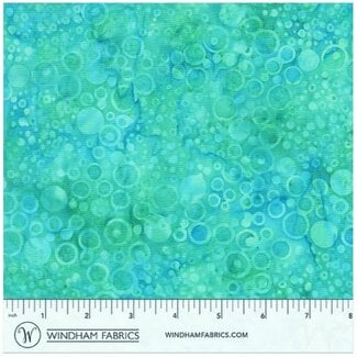 BeColourful Batiks, Mediterranean Sea, Teal Circles $0.24/cm or $24/m 3760Q-X