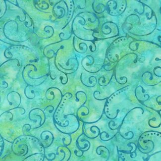 BeColourful Batiks, Mediterranean Sea, Teal Spiral $0.24/cm or $24/m 3761Q X