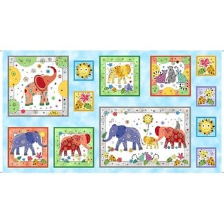 QT Fabrics Playful Elephants Panel