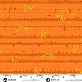 Andover Fabrics 1 Meter Cut -  Soliloquy, Singalong, Marigold, $0.20/cm or $20/m