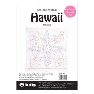 Tulip Company Limited Dishcloth Kit - Sashiko World - Hawaii - Hibiscus