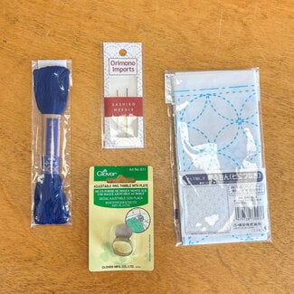 Tulip Company Limited Sashiko Sampler Kit incl Cloth, Thimble, Needles, Instructions - White