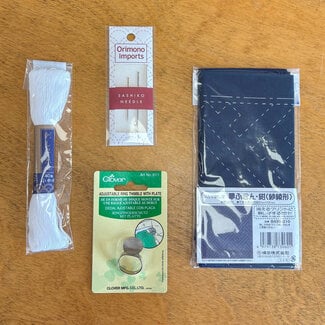 Tulip Company Limited Sashiko Sampler Kit incl Cloth, Thimble, Needles, Instructions - Navy