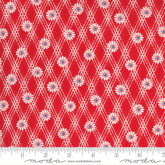 Moda 1m 30s Playtime Daisy Trellis- Scarlet $20/m