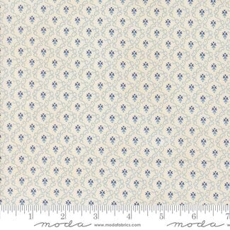Moda 40 cm  Sally's Stitches, Little Bell, Blue Sky,  $24/m